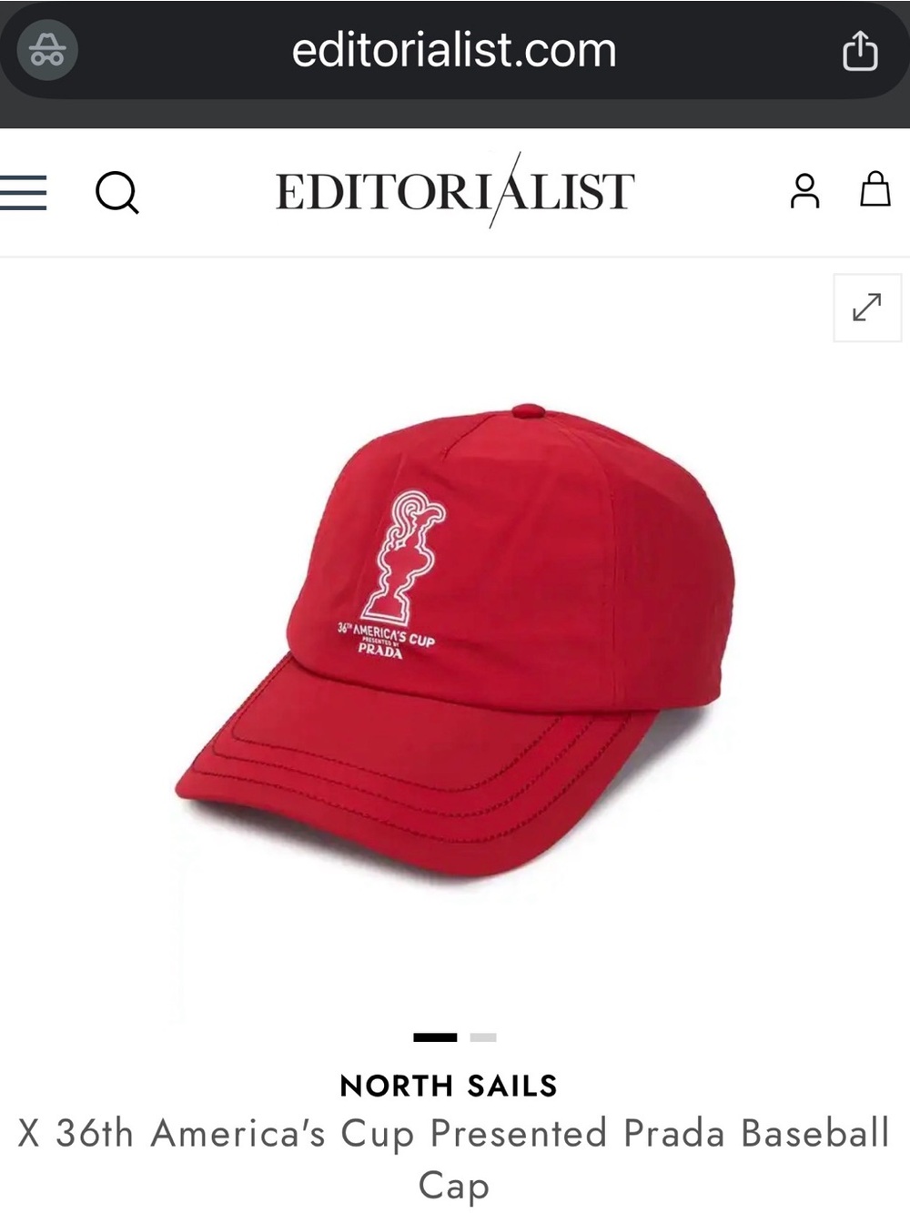 North Sails Red Baseball Cap with America's Cup x Prada Logo